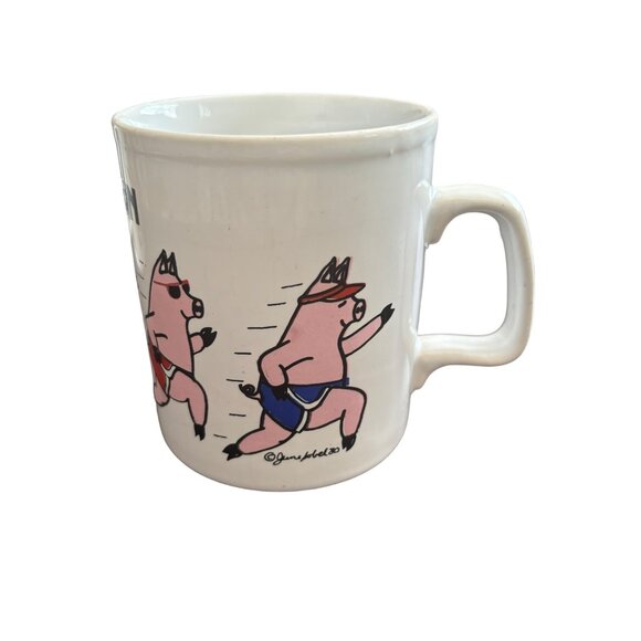 Pigathon Pig Coffee Mugs Set of 3 Vintage 1980's England 3.5" - Picture 4 of 16